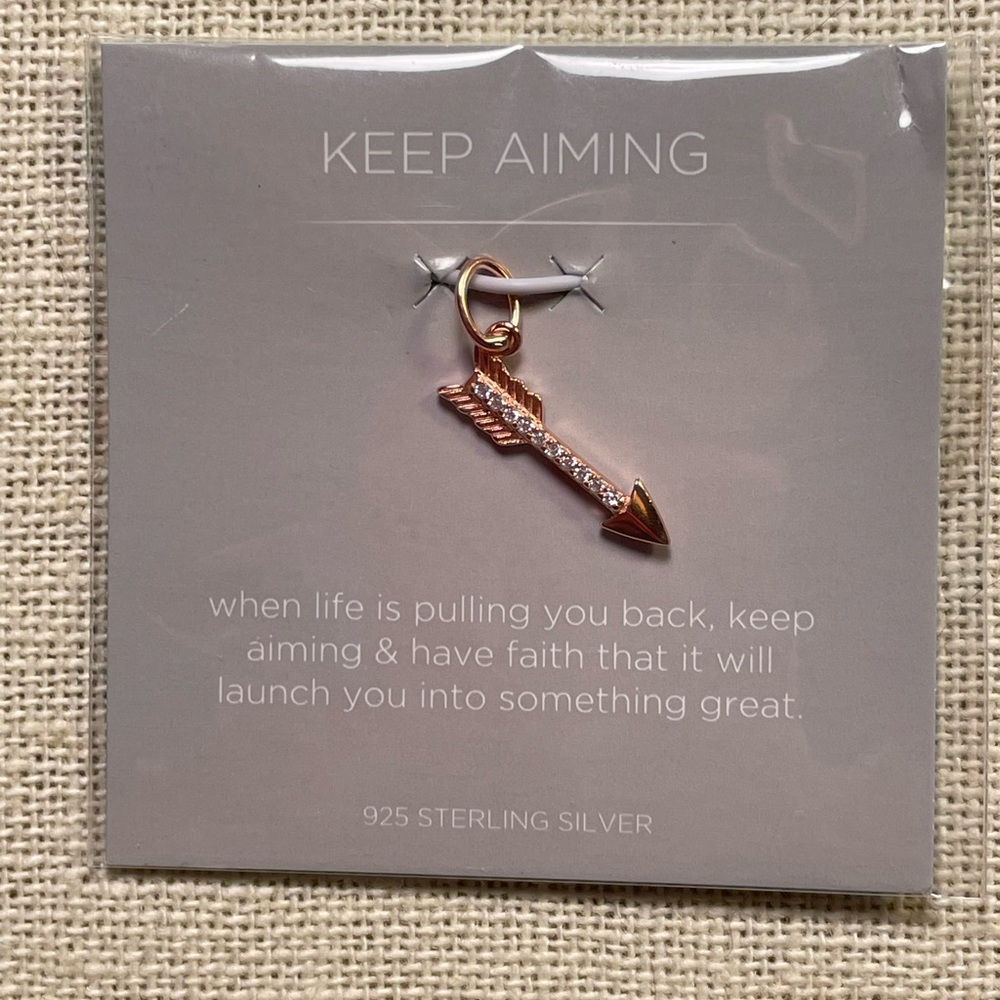 Origami Owl Rose Gold “Keep Aiming”Arrow Pendant charm